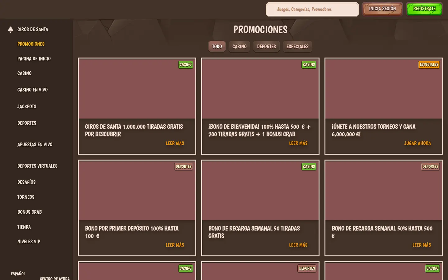 Lobby de Stonevegas con categorías de tragaperras, live y proveedores (captura de pantalla)